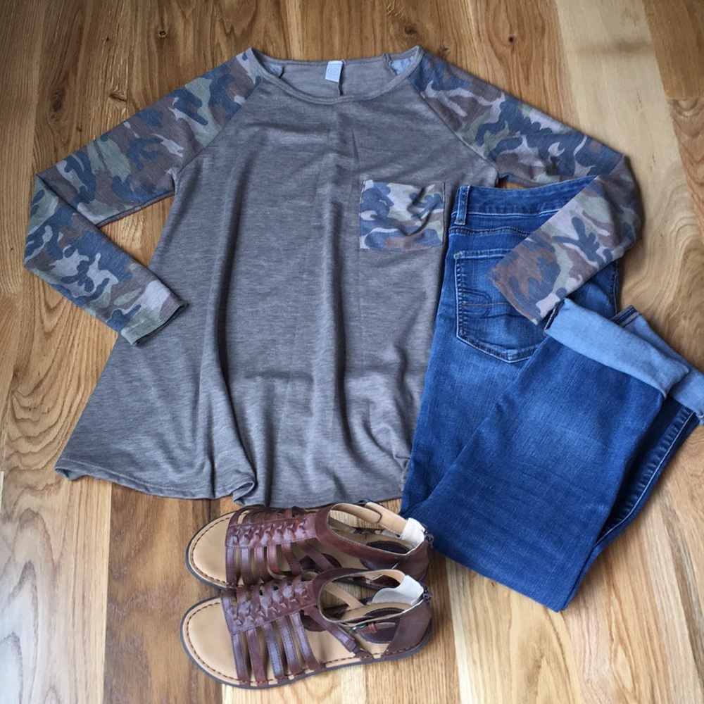 Camo Contrast Tunic NWOT